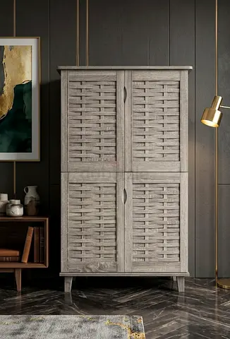 Stylish Wooden Cabinet with Lattice Design 130x80x35cm