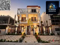 Own the most luxurious villas in Ajman, two floors and a roof with a swimming pool, at a price that