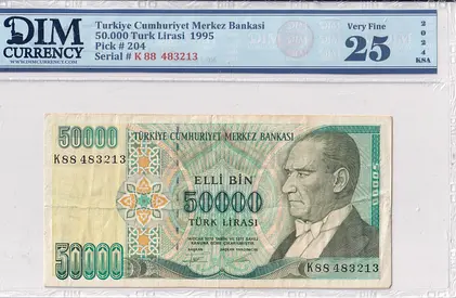 Turkey Banknote 50.000 turk liras  1995 DIM 50 AED
