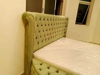 Elegant Green Tufted Bed Frame