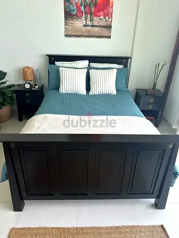 Pier 1, Bali Bedroom Set, Queen Bed, 2 side Tables, 6 Drawer Dresser, 1 bedside foot still