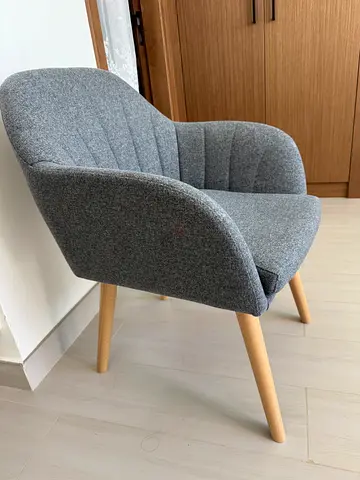 IKEA Grey upholstered accent chair with wooden legs