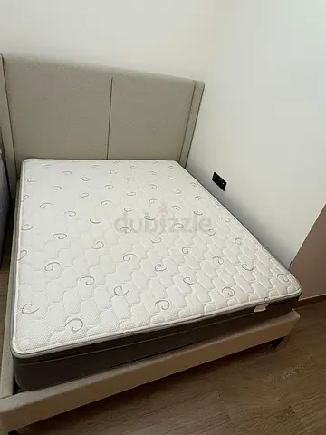 Upholstered bed frame with mattress - lightly used