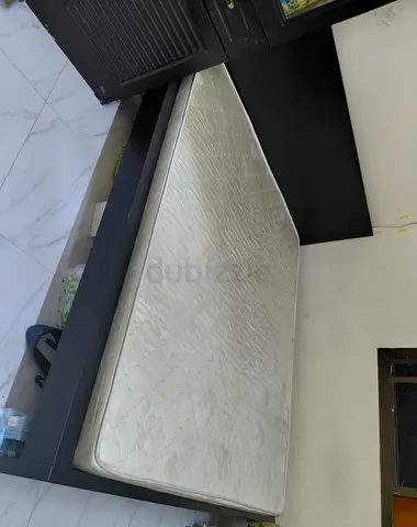 King size wooden bed frame with mattress — used, good condition