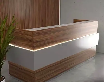 Elegant Wood  White Reception Desk
