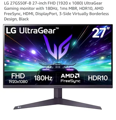 LG UltraGear 27 1080p 180Hz Gaming Monitor (27GS50F)