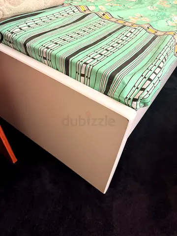 White single bed frame with mattress - used