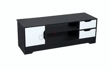 Black TV Unit / Entertainment Center with White Drawers