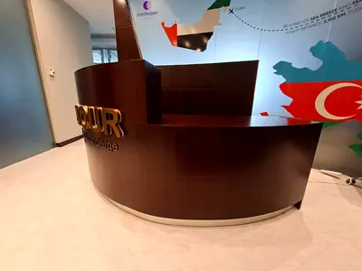 wooden reception desk