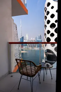 Studio with Balcony l Canal &amp; Burj Khalifa View l All Bills Included
