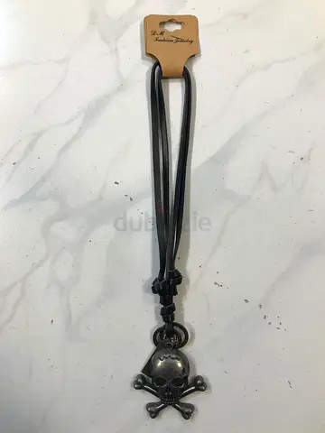 Skull  Crossbones Leather Necklace - Unisex