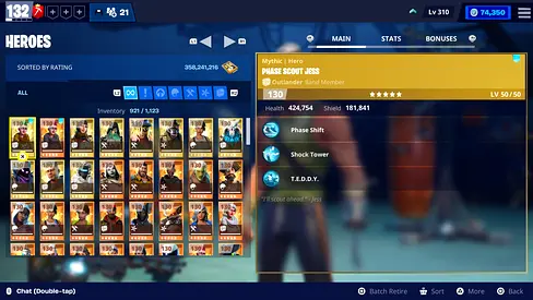 Fortnite account with 75000v box