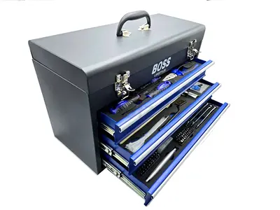 (Boss) - 3 Drawer Metal Toolbox With Hand Tool Set 408Pcs