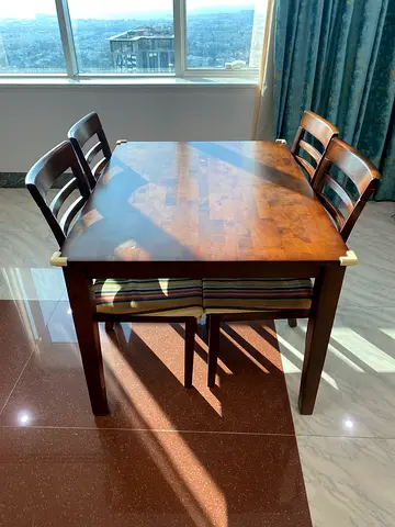 Solid Wood 4-Seater Dining Table Chairs