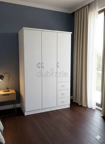 Stylish three door Wardrobe with Drawers nd mirror  3 Door cabinet available