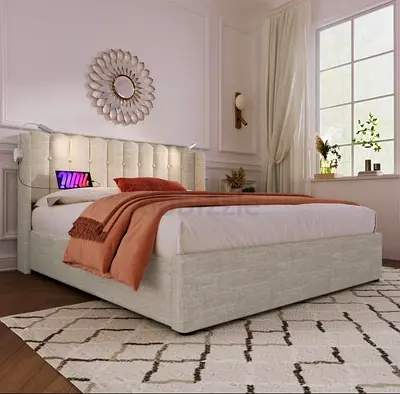 Elegant King Size Bed with Stylish Headboard