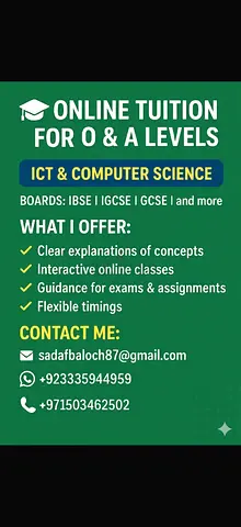 Experienced Online Tutor — O  A Levels ICT  Computer Science (IBSE/IGCSE/GCSE)