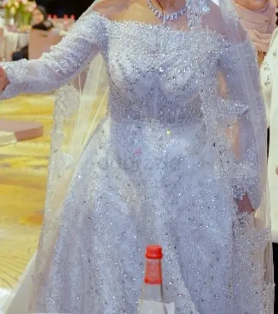 Beaded white bridal wedding dress tow look