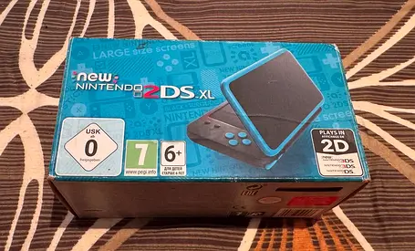 New Nintendo 2DS XL Black Turquoise Console Europe 128gb+charger+front back protection