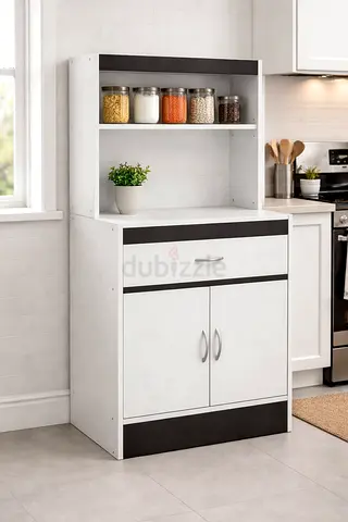 White Wenge Wooden Kitchen Cabinet with Shelf  Drawer - Luxury Storage Cabinet for Kitchens