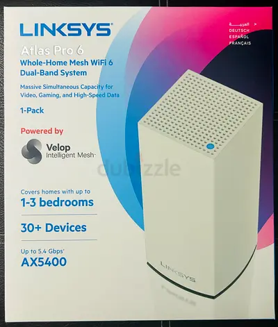 Linksys Atlas Pro 6 Whole-Home Mesh WiFi 6 System AX5400 30+ Devices 1-3 Bedrooms