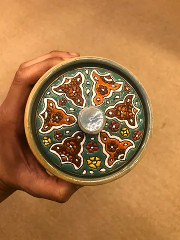 Hand-painted Ceramic Lidded Trinket Jar — Collectible