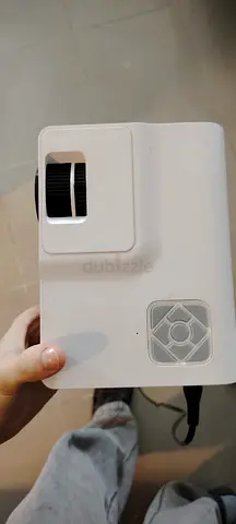 Portable Mini Projector - White (Used, Working), projector with a tripod and screen