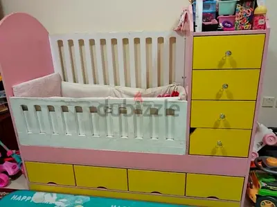 Baby cot with storage and with mattress for sale