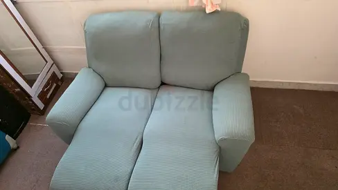 Light-blue 2-seater fabric sofa (loveseat) - used
