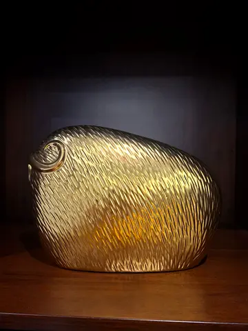 Gold-toned Ram Sculpture — Decorative Collectible