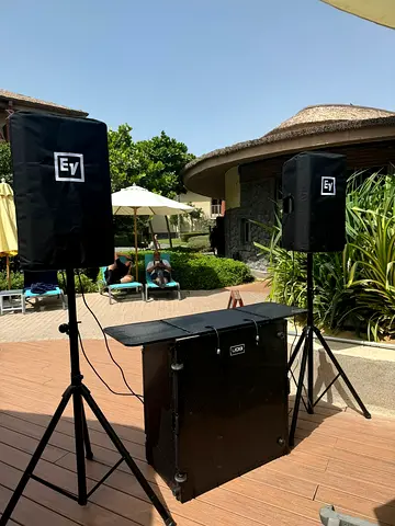 Electro-Voice PA speakers with stands