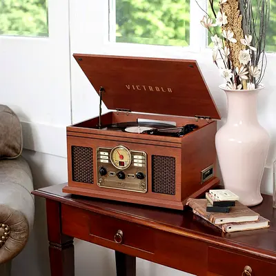 Victrola Nostalgic 7-in-1 Bluetooth Record Player  Multimedia Center