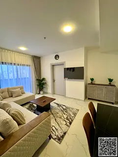 Luxury one-bedroom apartment with a balcony and open views. Ajman Corniche. Fully furnished for mont
