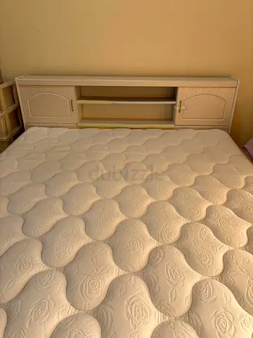 Upholstered bed frame with mattress - good condition