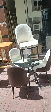 My 4-Seater Glass Dining Set with Upholstered Chairs