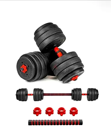 Adjustable dumbbell set with connector bar and plates 15/15 30 kg