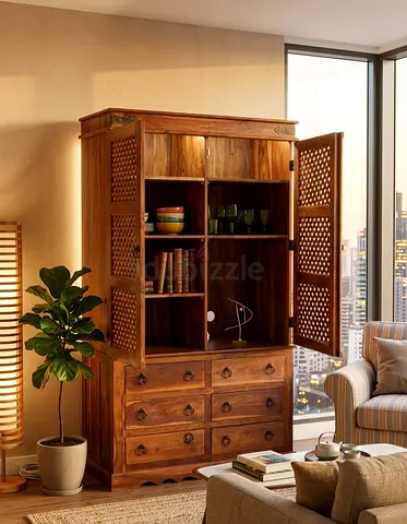 Classic Wooden Cabinet – Elegant Look Premium cabinet with unique front design and plenty of storage