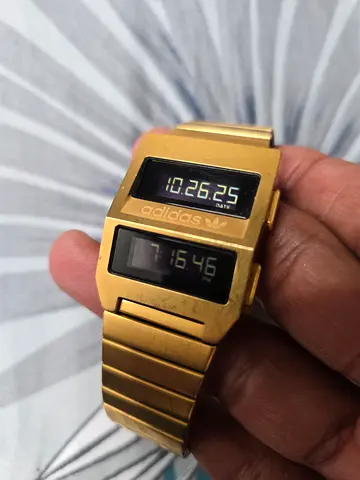 Adidas gold dual-display digital mens sport watch - used