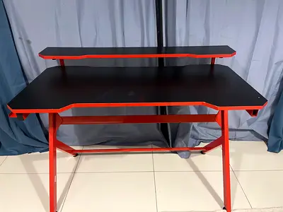 Black  Red Computer/Gaming Desk with Monitor Shelf