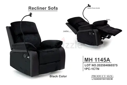 Comfortable Recliner Sofa in Black