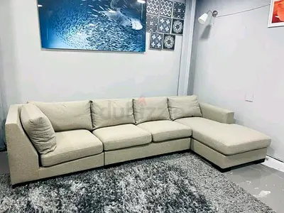 4-Seater Beige L-Shaped Sectional Sofa with Right Chaise