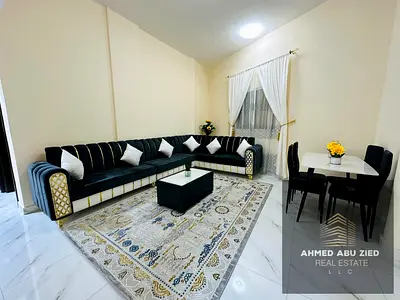 2-bedroom furnished apartment for rent in Ajman Corniche, prime and vibrant location near Al Safina Roundabout and behind Thamar Al Bahr Restaurant, f