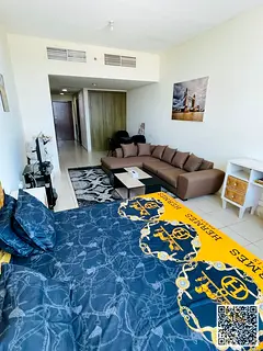Furnished studio for monthly rent 🏡 in Ajman One Tower, Al Rashidiya 3 ✔️ Includes bills, int