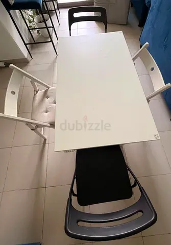 IKEA Table and 4 IKEA foldable chairs