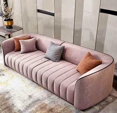 Modern pink velvet 3-seater sofa — gently used