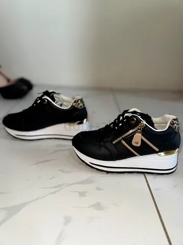 Stylish Womens Sneakers with Gold Accents