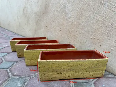 4x Rectangle ceramic plant pots