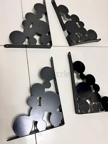 Set of 2 black decorative metal shelf with brackets (ikea ekby jarban)