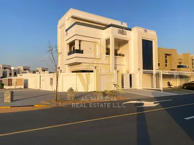 At a bargain price and without down payment, a villa near the mosque, one of the most luxurious villas in Ajman, with a palace design, super deluxe fi