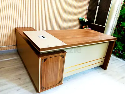 Executive Office Desk with Built-in Storage - Modern Wood Finish